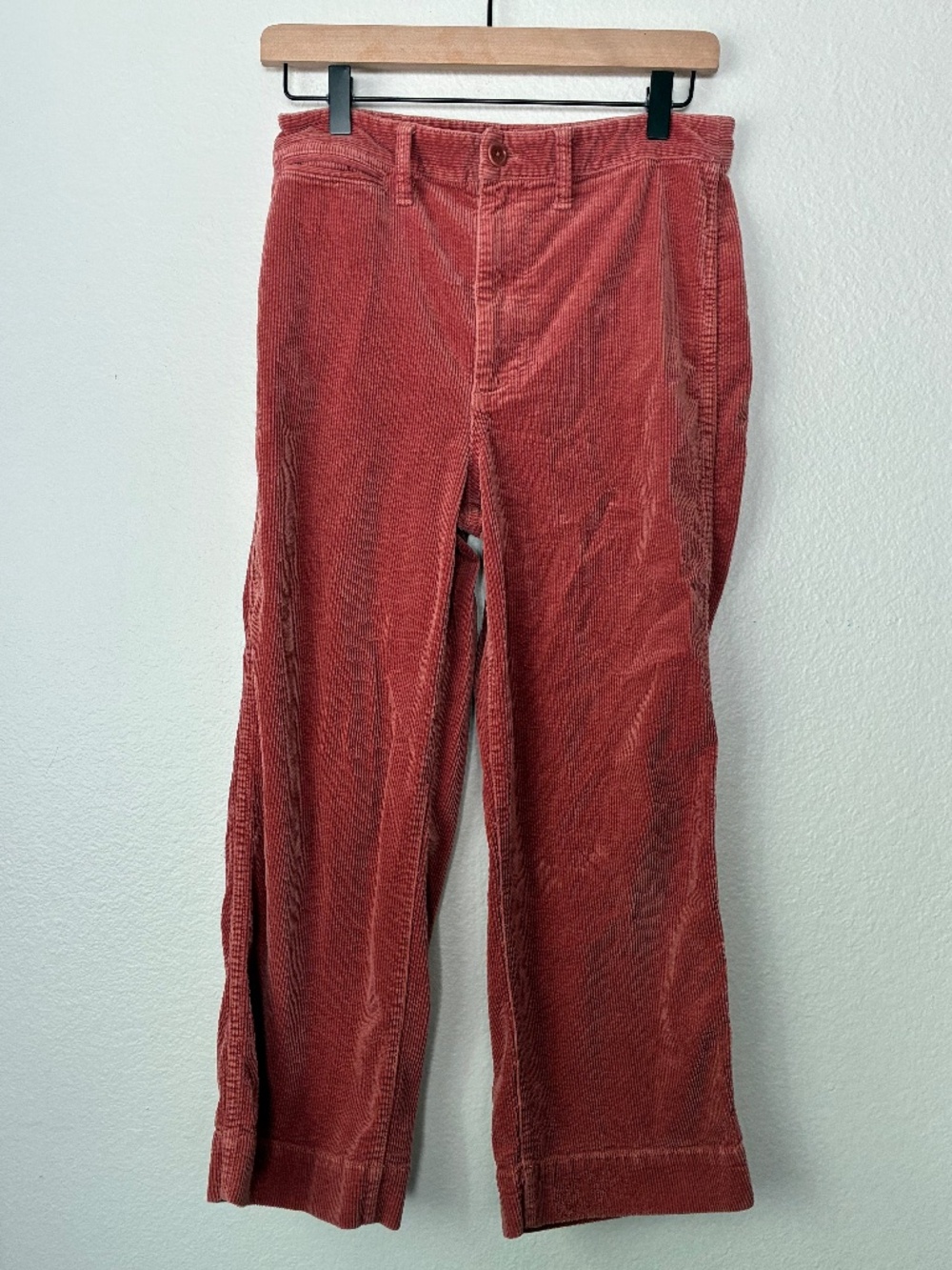 Madewell Slim Emmett Wide Leg Crop Pants Womens 27 Pink Corduroy Preppy
